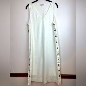 Madewell Dress Women’ss Size Med Linen Cotton Blend Side Button Midi Sleeveless